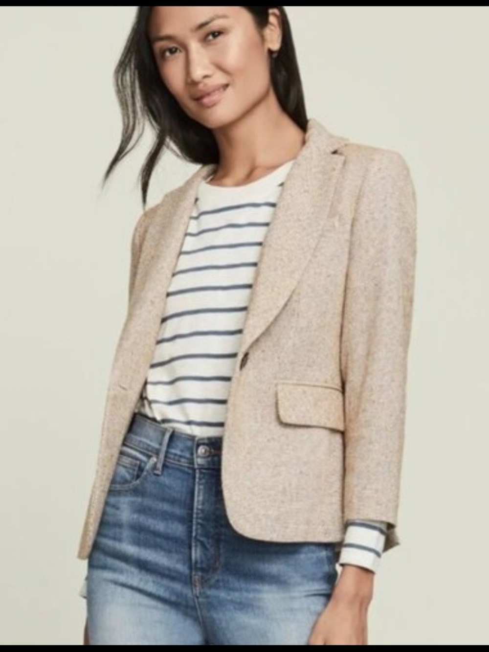 Veronica Beard Cream Tweed Blazer Jacket